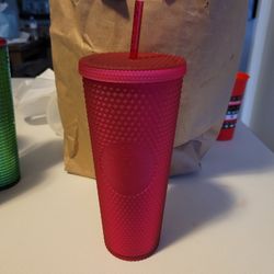 Starbucks Matte Ruby Barbie Pink Studded Cold Cup 24oz Venti Spring 2023 Hot