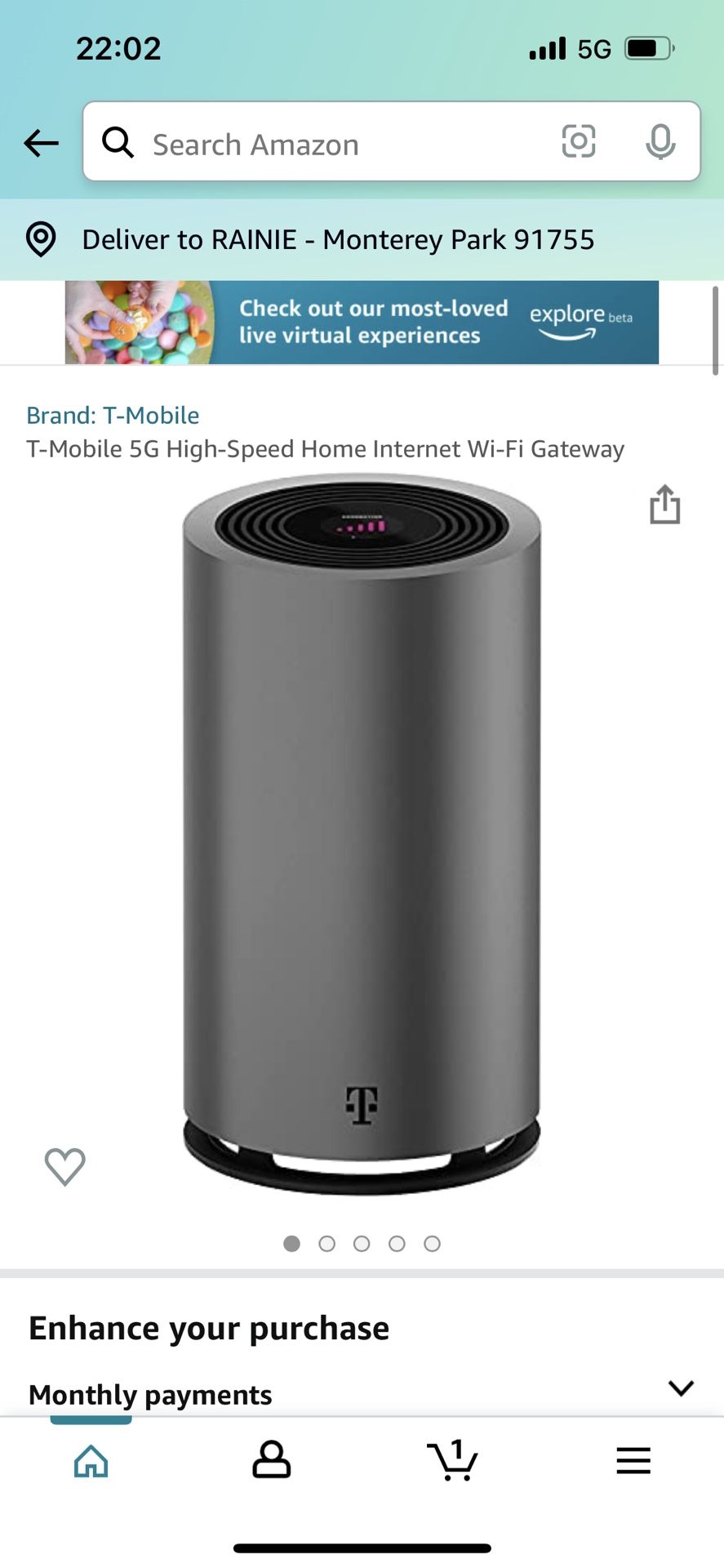 T-Mobile 5G High-Speed Home Internet Wi-Fi Gateway