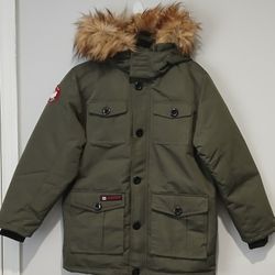 Canada Weather Gear Army Green Heavyweight Artic Parka w Faux Fur Hood Men Sz L.