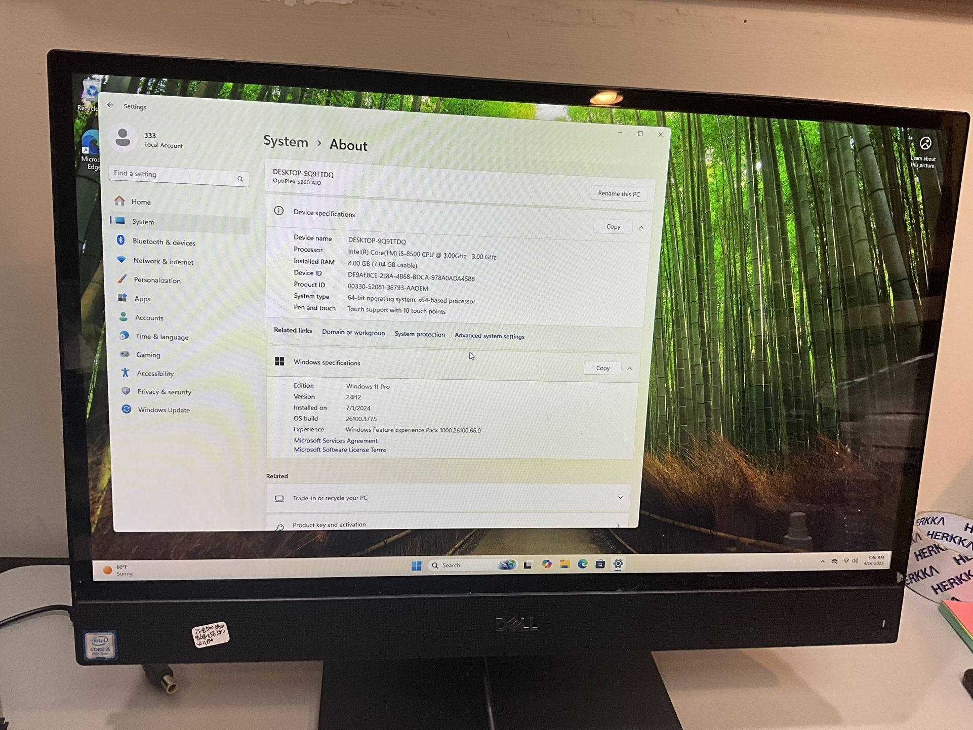 Dell OptiPlex 5260 All-in-One Computer i5 - 8GB RAM- 256GB ssd window 11 pro with keyboard mouse touchscreen , new fresh window installed r