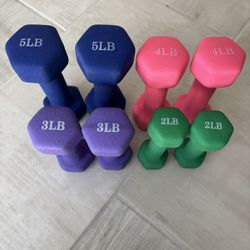 Set of 8 Neoprene Coated Dumbbell Hand Weights