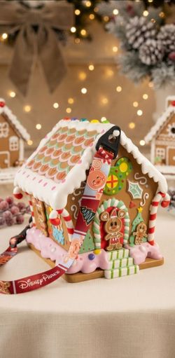 ​🏰 Authentic Disney Parks Mickey & Minnie Gingerbread House Popcorn Bucket – Holiday Collectible!