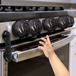 Stove Knob Covers for Child Safety (5 + 1 Pack) Gas Stove Knob Covers with Strong Adhesive Double-Sided Tape Oven Knob Covers for Child Safety Prevent