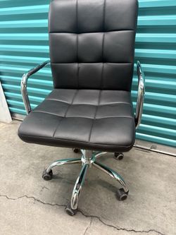Mid Back Desk Chair, PU Leather Office Task Chair