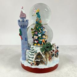 Rare Disney Store Mickey & Friends 11” Double Snowglobe Christmas Village W/box