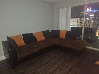 Ashley Furniture Brown Microfiber Sectional Sofa