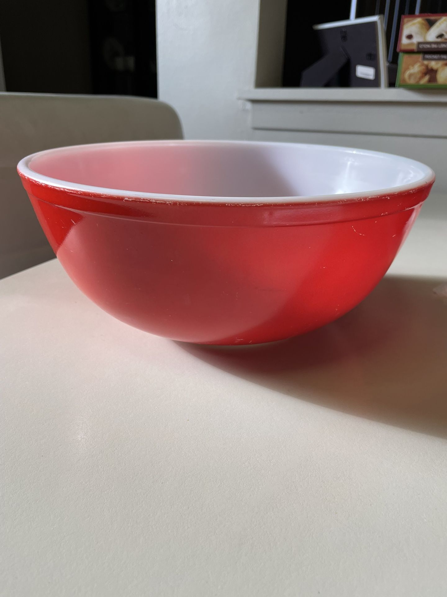 Vintage Pyrex #404 Red Retro Large Mixing Bowl.