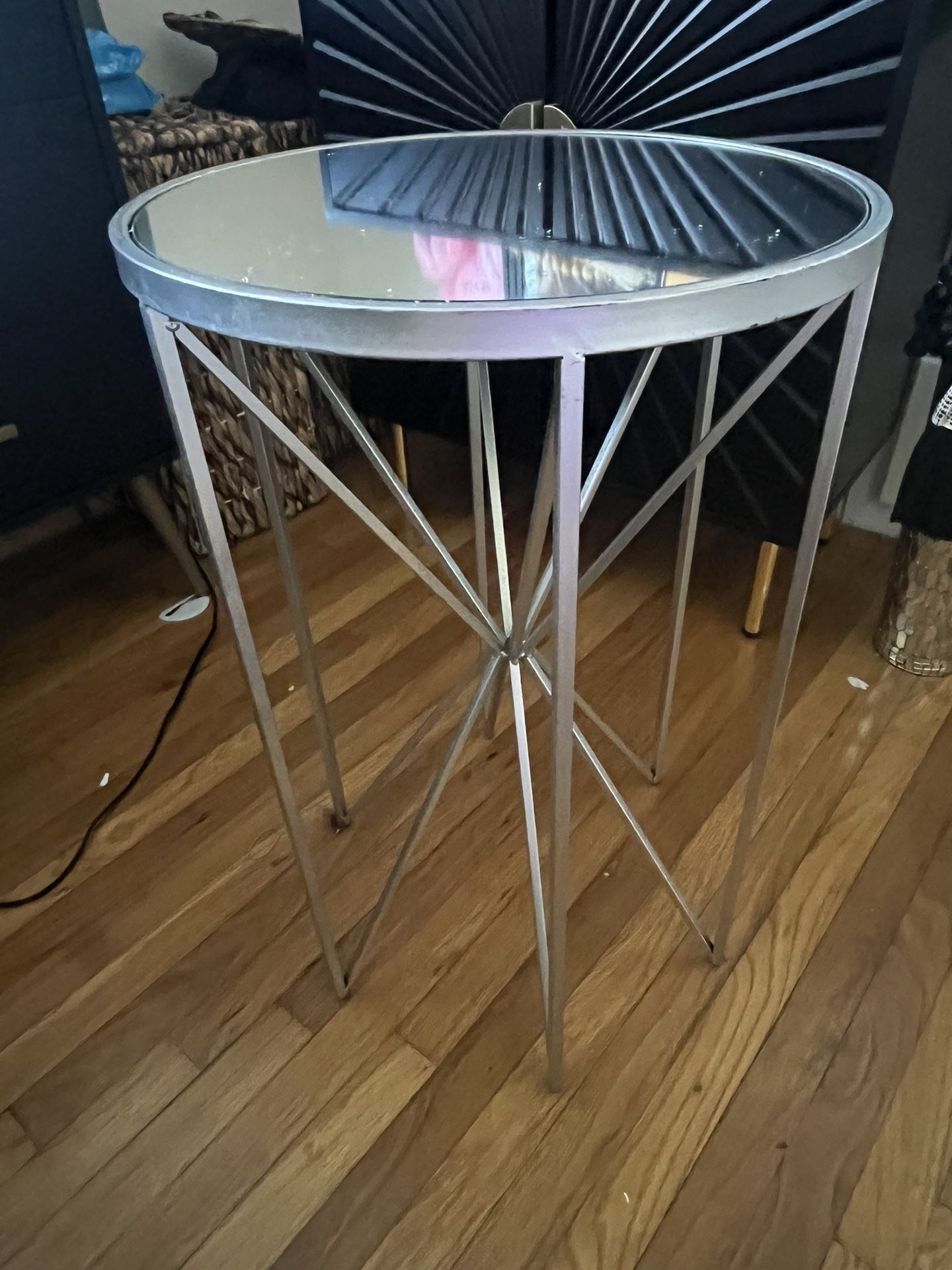 Round Mirror Top Side Table