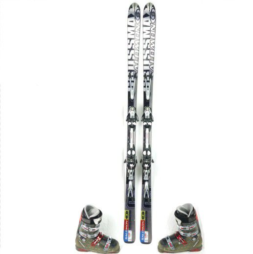 185 cm Salomon Crossmax skis + boots package 185cm all mountain snowskis w binding used skiis mens skies men's skiis  size ski binding all mountain
