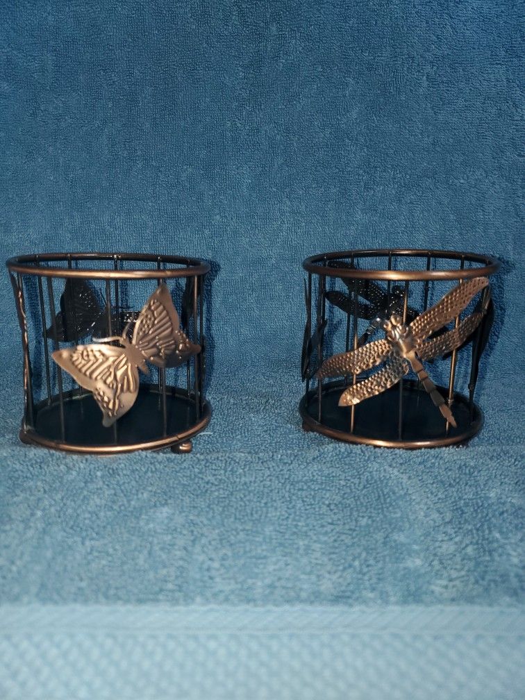 Dragonfly and Butterfly Pillar Candle holders (candle not included)