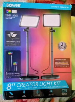 New Bower 8‘ Creator LED RGB Lighting 2-Piece Set with 32’  Extendable Alum Stand