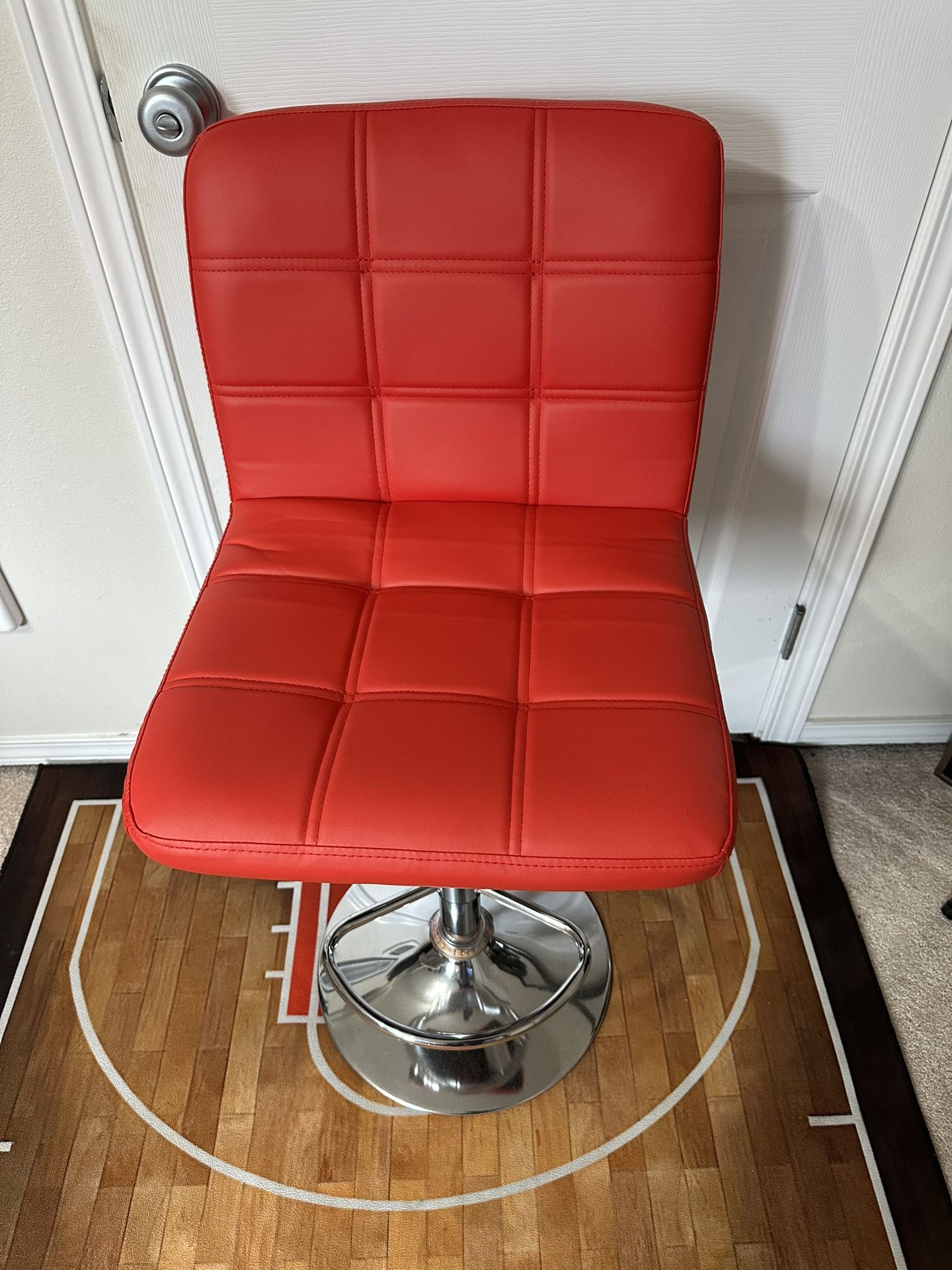 Red Leather Adjustable Stool