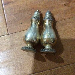 Vintage Sterling Silver Plated Salt And Pepper Shakers