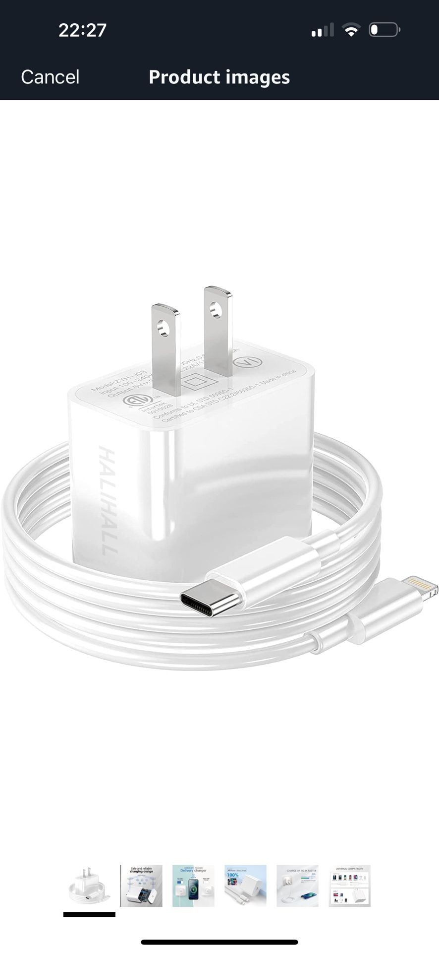 Brand New i Phone Charger Block USB C Fast Wall Plug with 6ft USB C to Lightning Cable
