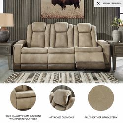 Power Recliner Sofa w Adjustable Headrest