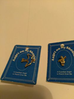 Have a Tiny Guardian Angel and Dove pins