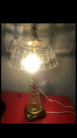 Vintage Waffle Glass Lamp Please view all pictures Heavy Brass