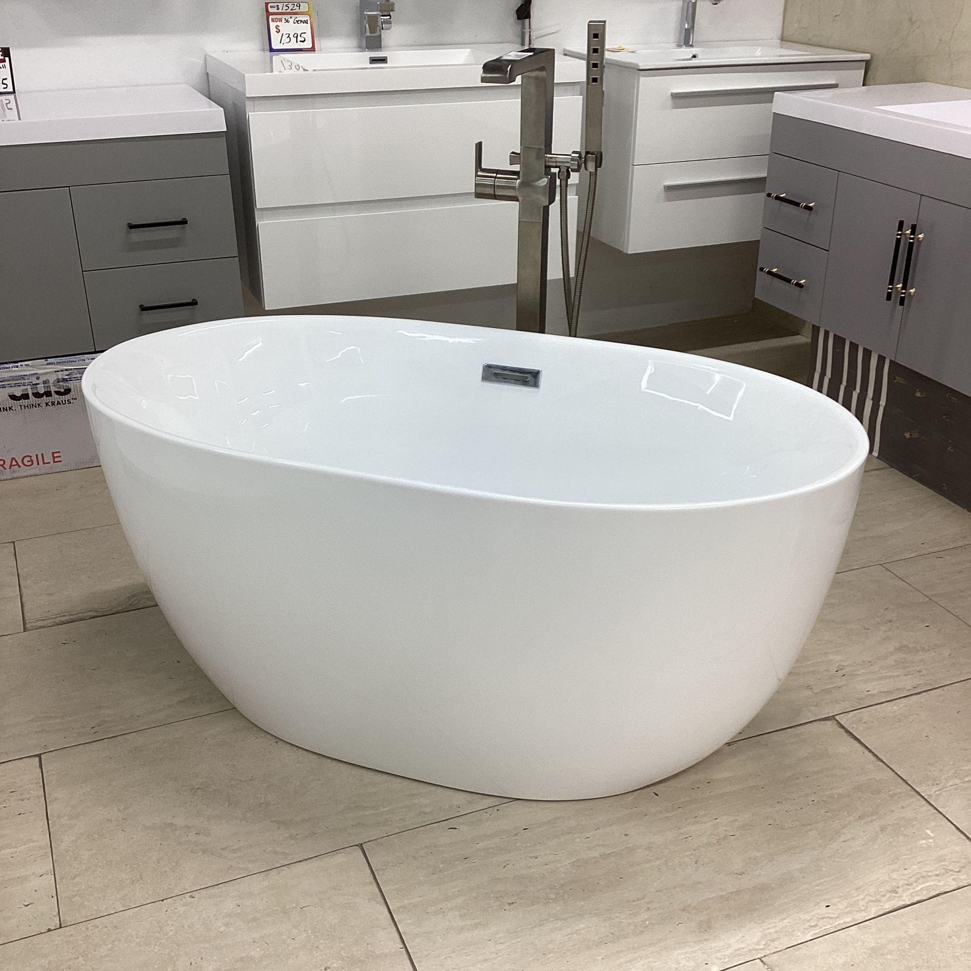 51” Sea breeze White Acrylic Freestanding Bathtub Built In Metal Frame With Adjustable Feet