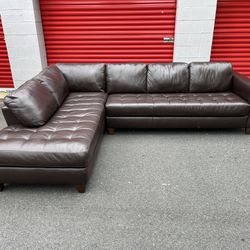 Macy Milano Brown Leather Sectional Couch Great Condition