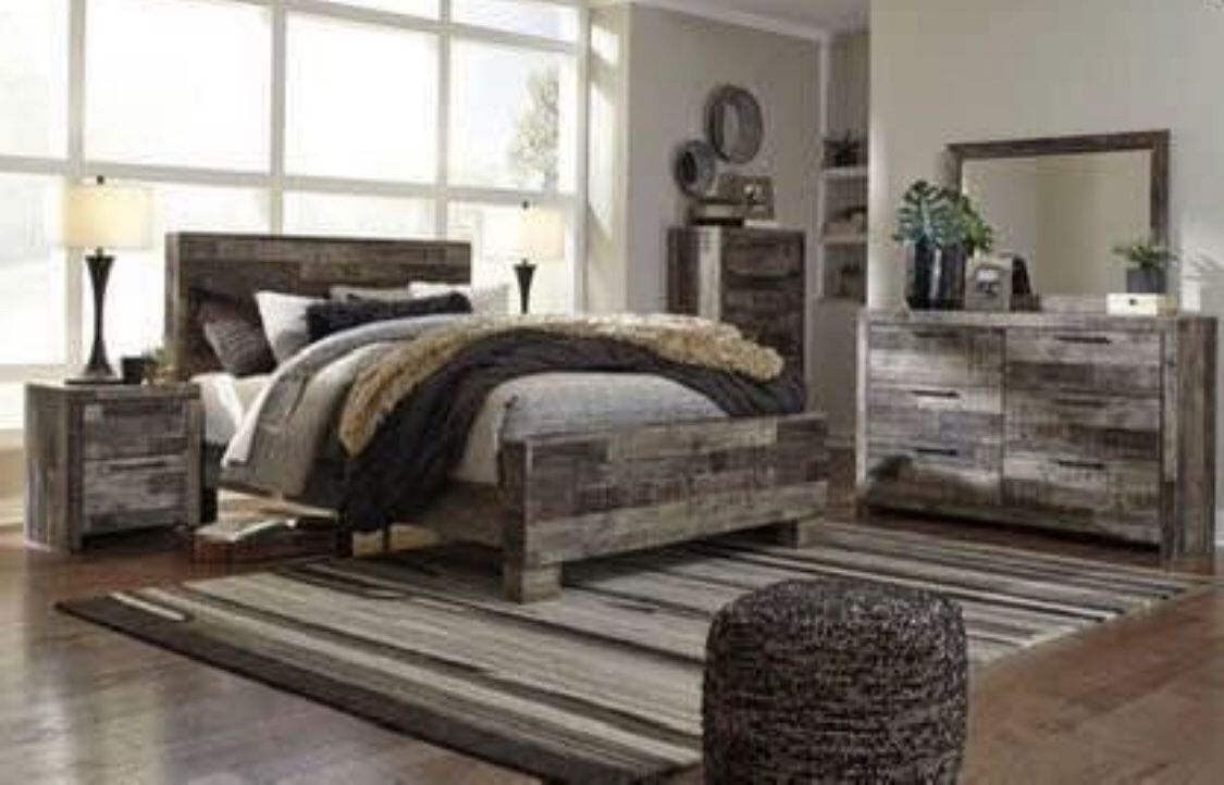 New Ashley Brand Gray 4pc Queen Bedroom Set