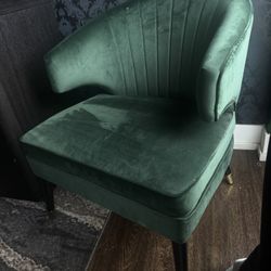 Green Velvet Wingback Accent Chair