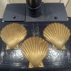Vintage Wall Decor Brass Shell, Set Of 3