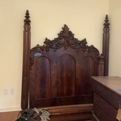 Large Antique Bed. Rosewood And Walnut?