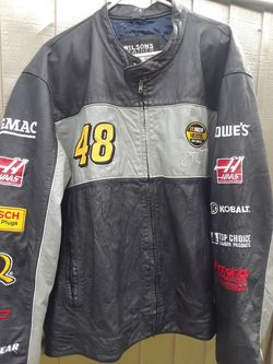 Jimmy Johnson leather race jacket 2xl.