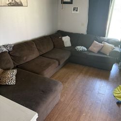 brown L couch 