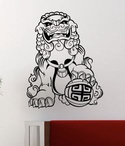 PRE MADE Wall Decal Home Decor Foo Dog Tattoo Art