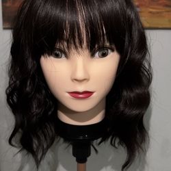 Synthetic Blend Glueless Wig With Bangs