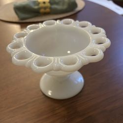 Small Milk Glass Sewing Caddy