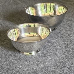2 Vintage Oneida Silverplates Paul Revere Reproduction Footed Bowl