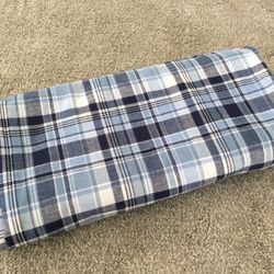 EXCELLENT NAVY BLUE LIGHT BLUE & WHITE PLAID SHOWER CURTAIN WINDOW COVERING CURTAINS HOME DECOR