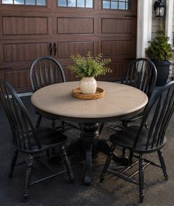 Solid oak dining table set Amish made