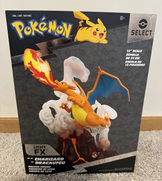 New Jazwares RARE Pokemon Select Deluxe 13" Collector Figure Statue Charizard Collectible Light Up