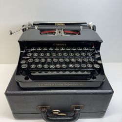 1930s Corona Standard Portable Typewriter Flat Top w/Case (Beautiful Time Capsule)