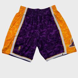BAPE x Mitchell & Ness Los Angeles Lakers Shorts Purple Size L – Brand New