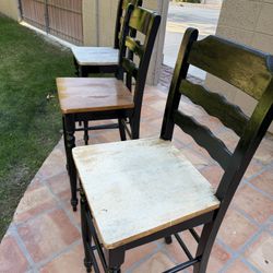Three Wooden Bar Stools