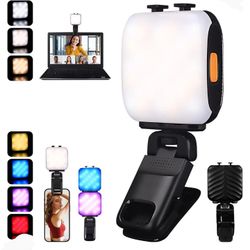 New Retractable Phone Light, 3 Light Modes, 13 RGB Portable Selfie Light，Rechargeable Selfie Light for iPhone，Phone, iPads, Laptops for Selfies, TiKTo