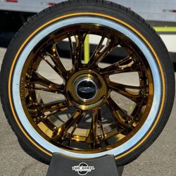 22" Cyber Forged Gold Wheels Rims + 285-45-22 Vogue Tires Escalade Silverado Tahoe-We Finance