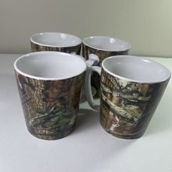 Set Of 4 Mossy Oak Break Up Infinity Coffee Tea Mugs Camouflage Hunting