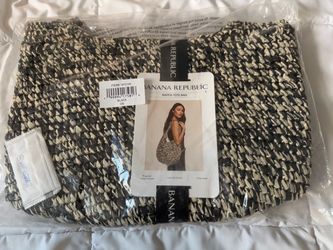 Banana Republic Raffia Tote Bag Black