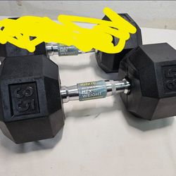 1 - 35lbs Hex Rubber Dumbbell