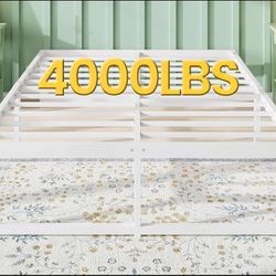 14 Inch Heavy Duty Queen Bed Frame, 4000 lbs Capacity Metal Platform Beds with Reinforced Legs,No Box Spring Required,Easy Assembly,White