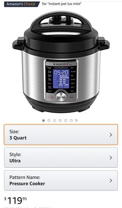 Instant Pot Ultra Mini 10-in-1 Electric Pressure Cooker, Sterilizer, Slow Cooker, Rice Cooker, Steamer, Sauté, Yogurt Maker, Cake Maker, Egg Cooker,