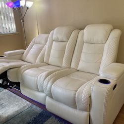 Power Reclining Leather Couch 