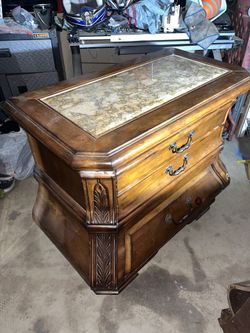 Michael Amini Tuscano nightstand w/ Marble Inlay