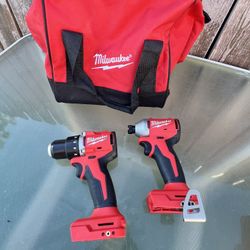 Milwaukee M18 Brushless Subcompact 1/4” Hex Impact Driver And 1/2” Drill Driver TOOLS ONLY / NEW