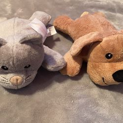 Melissa & Doug Cuddle Dog brown and grey cat Plush stuffed animal lot of 2